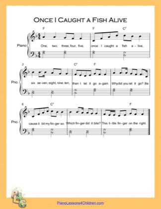Thumbnail of first page of Once I Caught a Fish Alive Easy  (F Major) piano sheet music PDF by Nursery Rhyme.