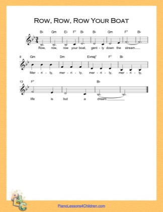 Thumbnail of first page of Row Row Row Your Boat Colorful Chords (B Major) piano sheet music PDF by Nursery Rhyme.