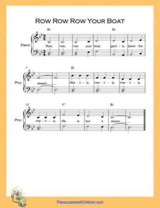 Thumbnail of first page of Row Row Row Your Boat Easy  (B Flat Major) piano sheet music PDF by Nursery Rhyme.