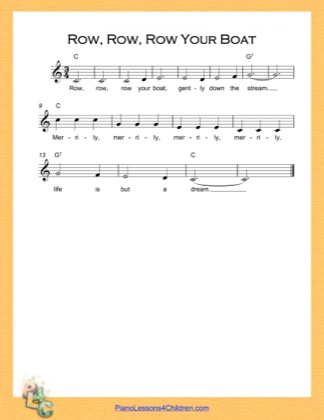 Thumbnail of first page of Row Row Row Your Boat Simple Chords (C Major) piano sheet music PDF by Nursery Rhyme.