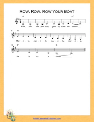 Thumbnail of first page of Row Row Row Your Boat Simple Chords (G Major) piano sheet music PDF by Nursery Rhyme.