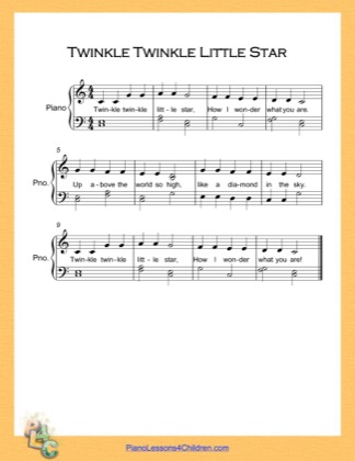 Thumbnail of first page of Twinkle Twinkle Little Star Easy  (C Major) piano sheet music PDF by Nursery Rhyme.