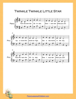 Twinkle Twinkle Little Star (C Major) - Nursery Rhyme Free Piano Sheet ...