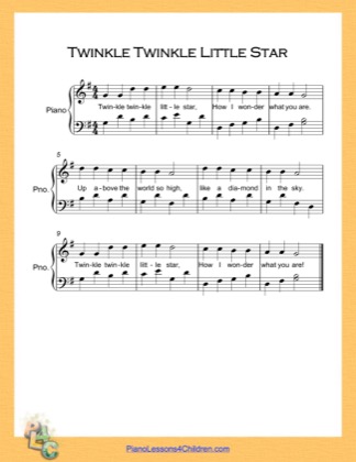 Twinkle Twinkle Little Star (G Major) - Nursery Rhyme Free Piano Sheet ...