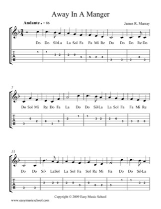 Thumbnail of first page of Away In A Manger piano sheet music PDF by James R. Murray.