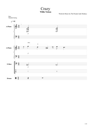 Thumbnail of first page of Crazy piano sheet music PDF by Willie Nelson.