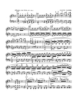 Thumbnail of first page of Sonata in D Major 1st movement piano sheet music PDF by Franz Joseph Haydn.