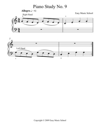 Thumbnail of first page of Piano Study No. 9 piano sheet music PDF by Easy Music School.