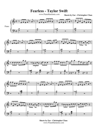Thumbnail of first page of Fearless piano sheet music PDF by Taylor Swift.