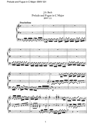 Thumbnail of first page of Prelude and Fugue No. 1 in C major piano sheet music PDF by Bach.