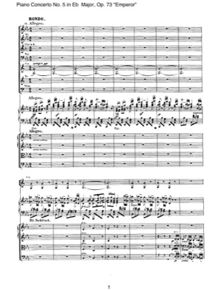 Thumbnail of first page of Piano Concerto No.5 Op. 73 (Part 3) piano sheet music PDF by Beethoven.