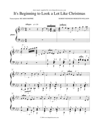Thumbnail of first page of It's Beginning to Look a Lot Like Christmas piano sheet music PDF by Michael Bublé.