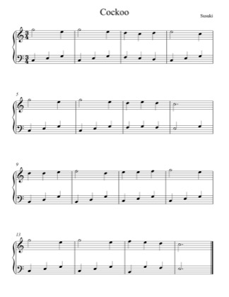 Thumbnail of first page of Cuckoo piano sheet music PDF by Suzuki Piano School.