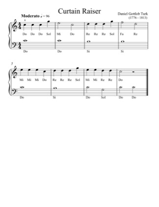 Thumbnail of first page of Curtain Raiser piano sheet music PDF by Daniel Gottlob Turk.