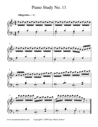 Thumbnail of first page of Piano Study No. 11 piano sheet music PDF by Carl Czerny.