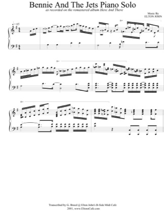 Thumbnail of first page of Bennie And The Jets (Piano Solo) piano sheet music PDF by Elton John.