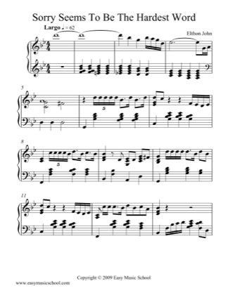 Thumbnail of first page of Sorry Seems To Be The Hardest Word (4) piano sheet music PDF by Elton John.