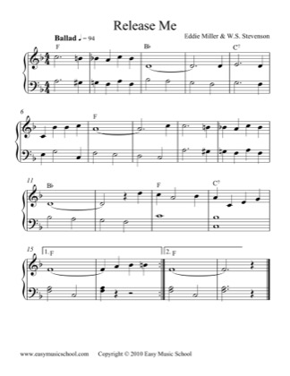 Thumbnail of first page of Release Me piano sheet music PDF by Eddie Miller.