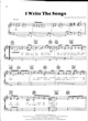 Thumbnail of First Page of I Write The Songs sheet music by Barry Manilow