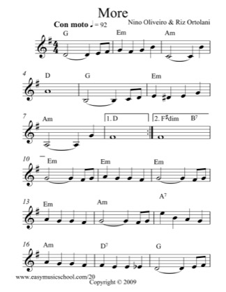 Thumbnail of first page of More piano sheet music PDF by Mondo Cane.