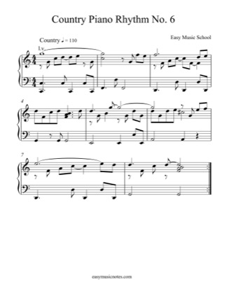 Thumbnail of first page of Country Piano Rhythm No. 6 piano sheet music PDF by Easy Music School.