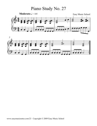 Thumbnail of first page of Piano Study No. 27 piano sheet music PDF by Easy Music School.