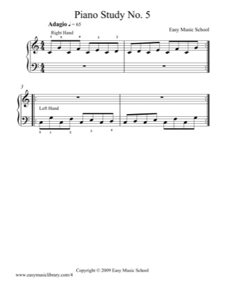 Thumbnail of first page of Piano Study No. 5 piano sheet music PDF by Easy Music School.