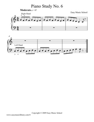 Thumbnail of first page of Piano Study No. 6 piano sheet music PDF by Easy Music School.