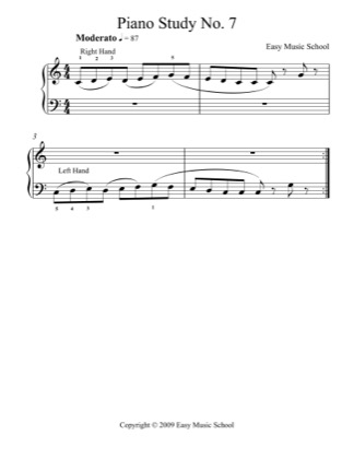 Thumbnail of first page of Piano Study No. 7 piano sheet music PDF by Easy Music School.
