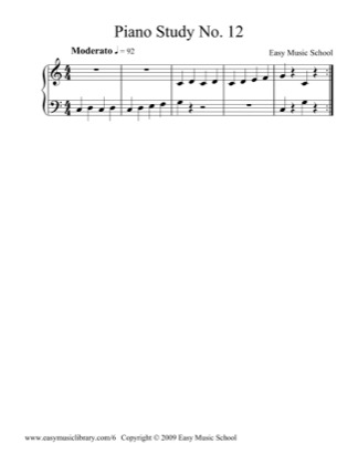 Thumbnail of first page of Piano Study No. 12 piano sheet music PDF by Easy Music School.