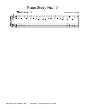 Thumbnail of first page of Piano Study No. 13 piano sheet music PDF by Easy Music School.