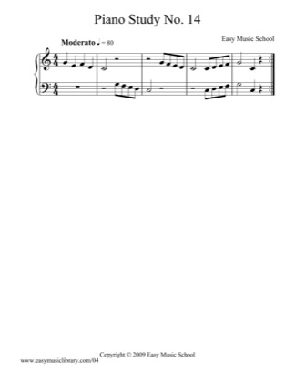 Thumbnail of first page of Piano Study No. 14 piano sheet music PDF by Easy Music School.