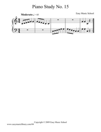 Thumbnail of first page of Piano Study No. 15 piano sheet music PDF by Easy Music School.