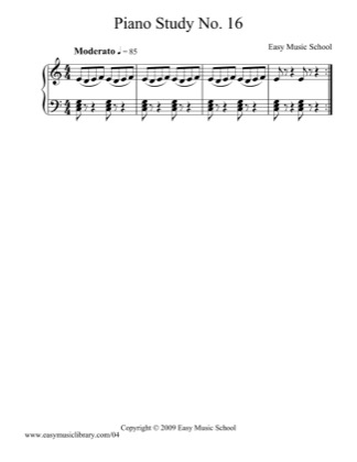 Thumbnail of first page of Piano Study No. 16 piano sheet music PDF by Easy Music School.