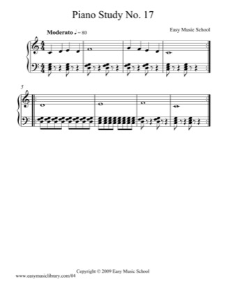 Thumbnail of first page of Piano Study No. 17 piano sheet music PDF by Easy Music School.