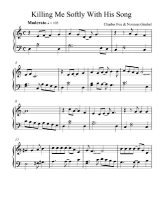 Thumbnail of first page of Killing Me Softly With His Song piano sheet music PDF by Roberta Flack.