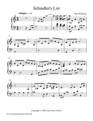 Racional de múltiples fines Menagerry Schindler's List Theme (2) - Schindler's List Free Piano Sheet Music PDF