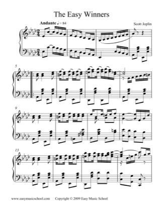 Thumbnail of first page of Easy Winner piano sheet music PDF by Scott Joplin.