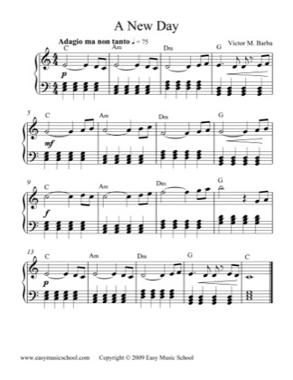 Thumbnail of first page of A New Day piano sheet music PDF by Victor M. Barba.