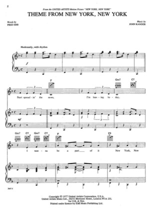 Thumbnail of first page of New York, New York Theme piano sheet music PDF by New York, New York.