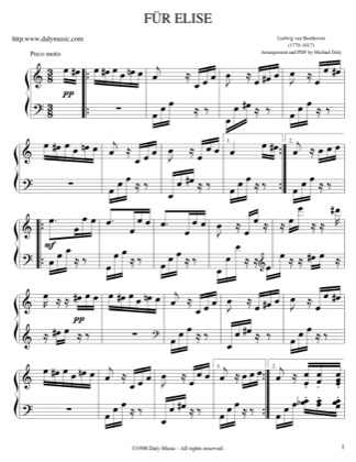 Thumbnail of first page of Für Elise (5) piano sheet music PDF by Beethoven.