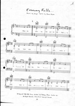 Thumbnail of first page of Evening Falls piano sheet music PDF by Enya.