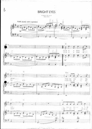 Thumbnail of first page of Bright Eyes piano sheet music PDF by Mike Batt.
