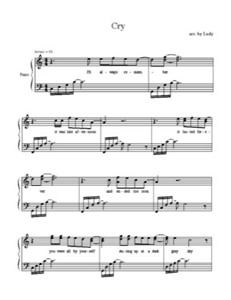 Thumbnail of first page of Cry piano sheet music PDF by Ludy.