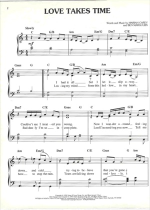 Thumbnail of first page of Love Takes This Time piano sheet music PDF by Mariah Carey.
