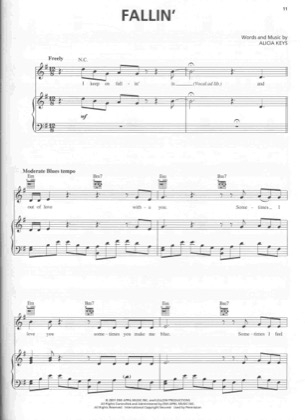 Thumbnail of first page of Falling piano sheet music PDF by Alicia Keys.