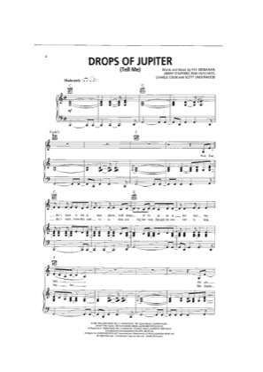 Thumbnail of first page of Drops Of Jupiter (2) piano sheet music PDF by Train.