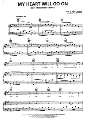 Thumbnail of first page of My Heart Will Go On (4) piano sheet music PDF by Titanic.