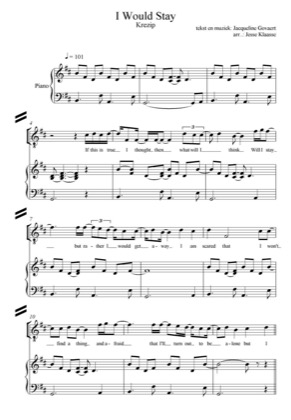 Thumbnail of first page of I Would Stay piano sheet music PDF by Krezip.