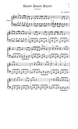 Thumbnail of first page of Boom Boom Boom piano sheet music PDF by Vengaboys.